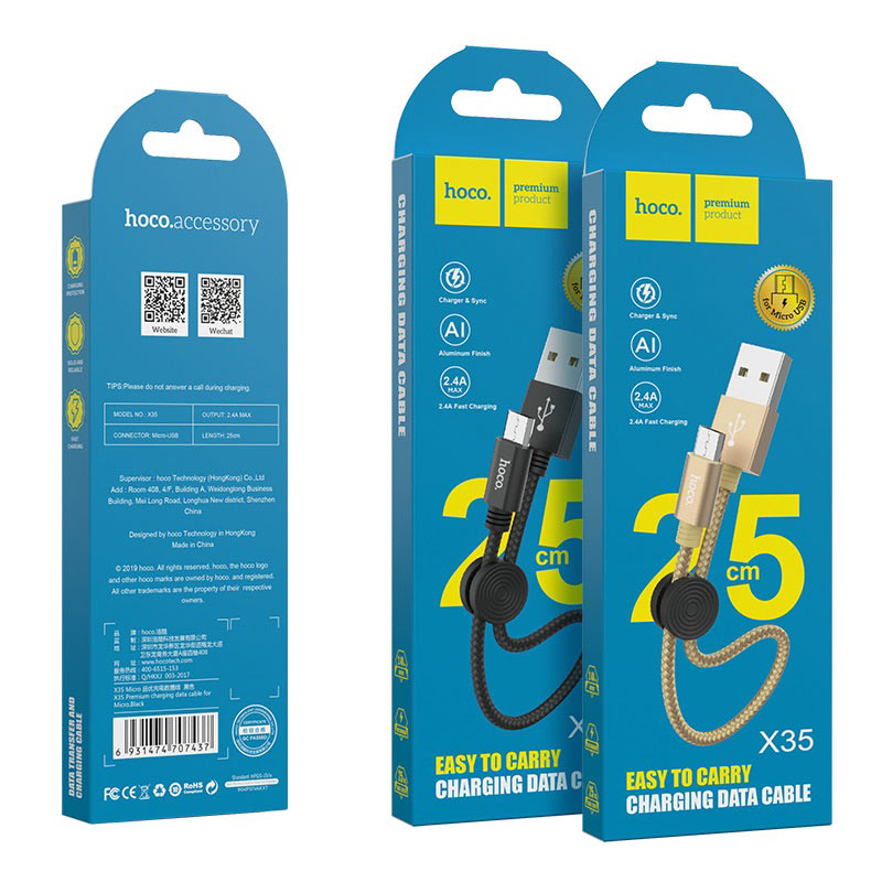 dây sạc nhanh hoco x35 dòng 2.4a đầu micro dài 25cm